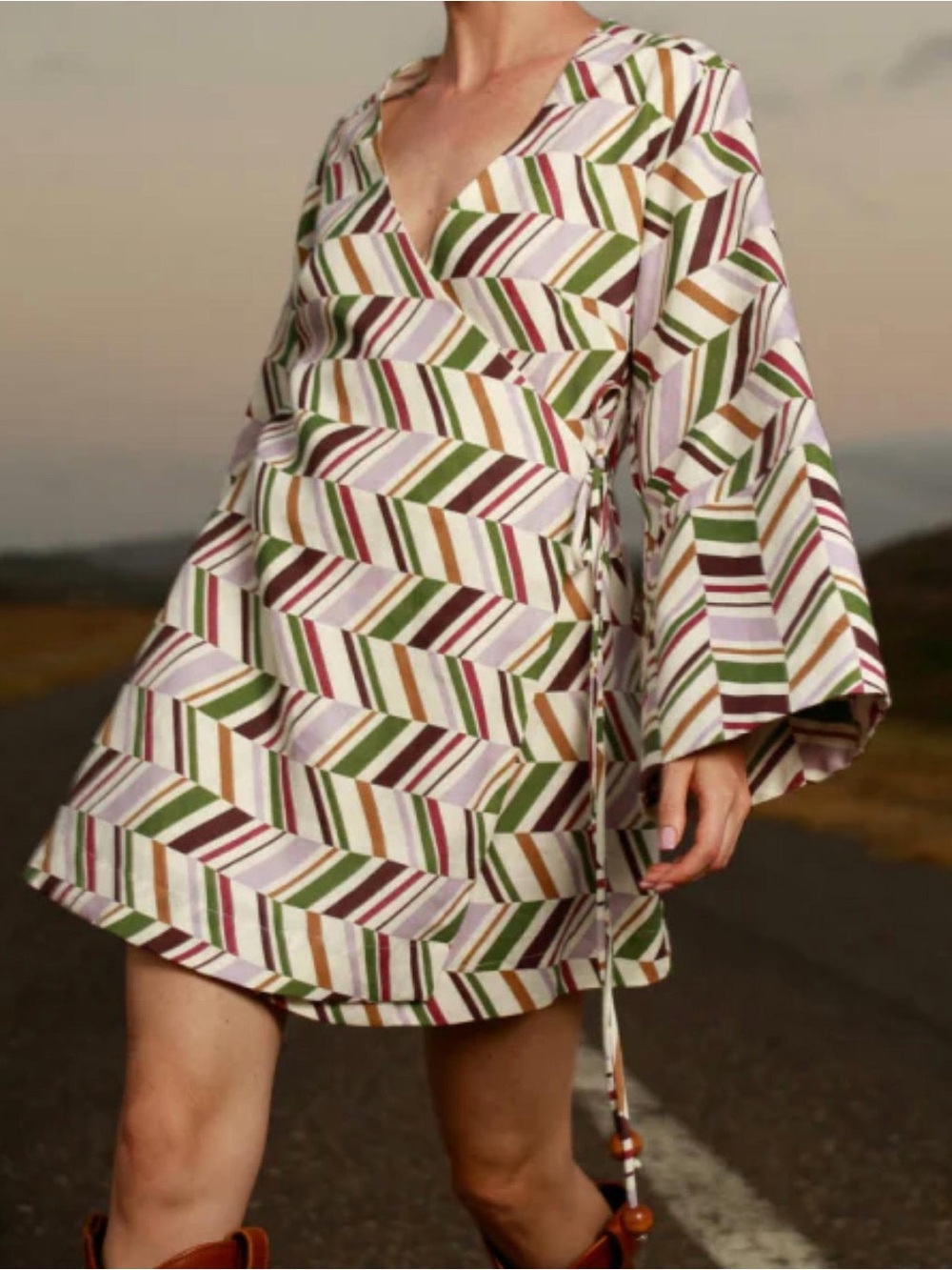 PROJECT ADAMO Women’s Medium Magen Linen Tunic Wrap Mini Dress